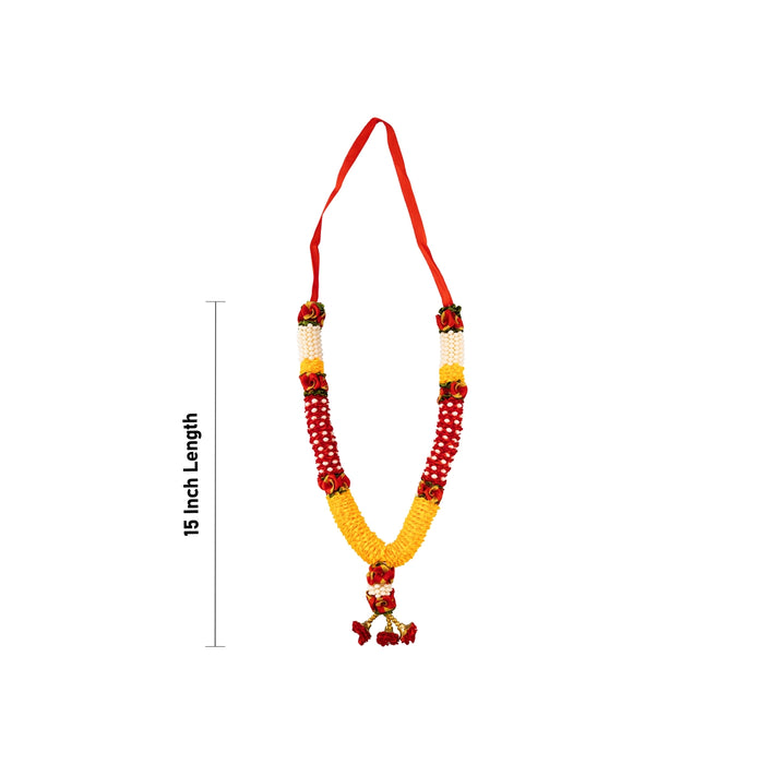 Artificial Garland - 15 Inches | Satin Mala / Cloth Garland / Fancy Mala for Photo Frame & Decor