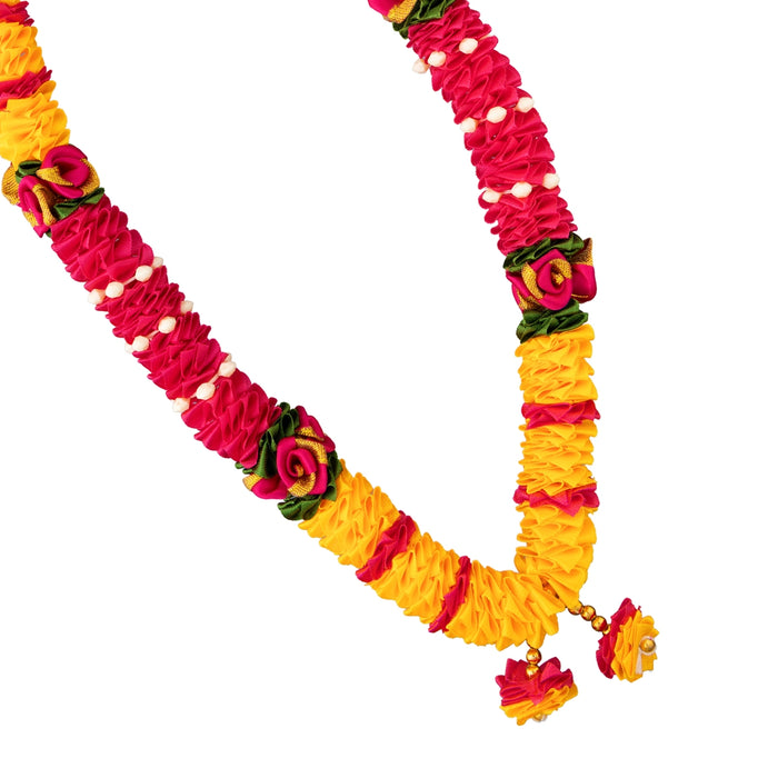 Artificial Garland - 15 Inches | Satin Mala / Cloth Garland / Fancy Mala for Photo Frame & Decor