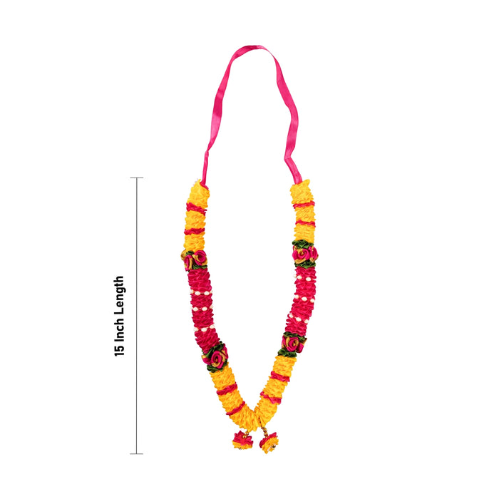 Artificial Garland - 15 Inches | Satin Mala / Cloth Garland / Fancy Mala for Photo Frame & Decor