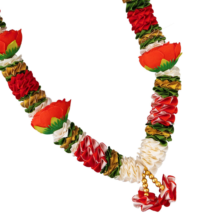 Artificial Garland - 13 Inches | Satin Mala / Cloth Garland / Fancy Mala for Photo Frame & Decor
