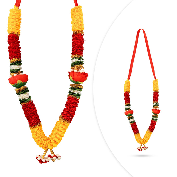 Artificial Garland - 13 Inches | Satin Mala / Cloth Garland / Fancy Mala for Photo Frame & Decor