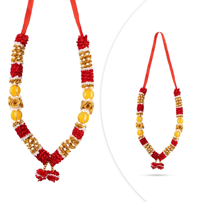 Artificial Garland - 14 Inches | Satin Mala / Cloth Garland / Fancy Mala for Photo Frame & Decor