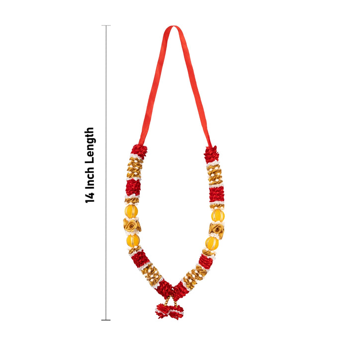 Artificial Garland - 14 Inches | Satin Mala / Cloth Garland / Fancy Mala for Photo Frame & Decor