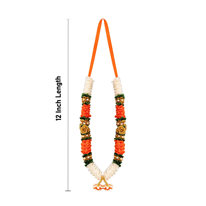 Satin Mala - 12 Inches | Mala / Flower Design Mala / Artificial Mala for Photo Frame