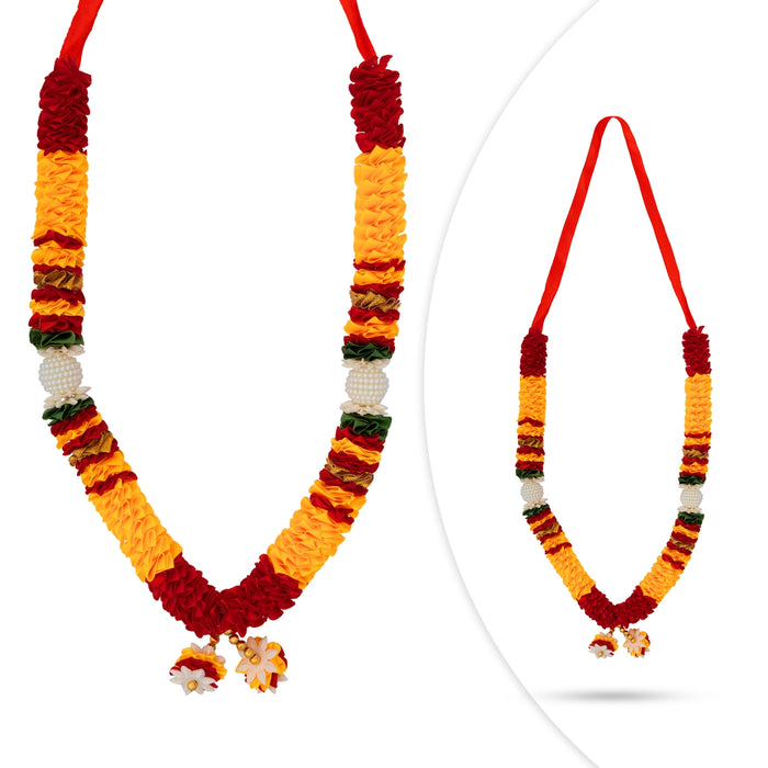 Artificial Garland - 13 Inches | Satin Mala / Cloth Garland / Fancy Mala for Photo Frame & Decor