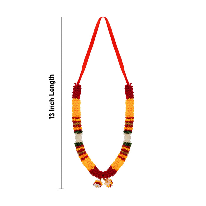 Artificial Garland - 13 Inches | Satin Mala / Cloth Garland / Fancy Mala for Photo Frame & Decor