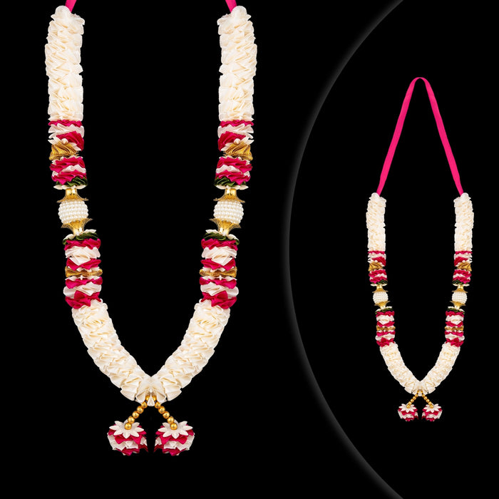 Satin Mala - 14 Inches | Mala / Flower Mala / Artificial Flower Mala for Photo Frame