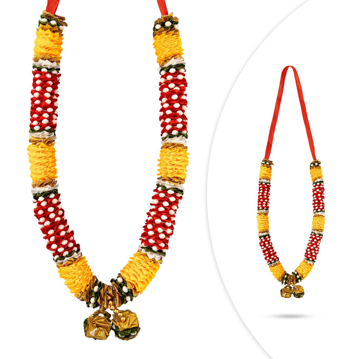 Artificial Garland - 12 Inches | Satin Mala / Cloth Garland / Fancy Mala for Photo Frame & Decor