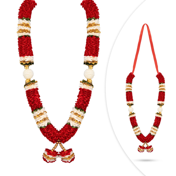 Satin Mala - 14 Inches | Mala / Flower Mala / Artificial Flower Mala for Photo Frame