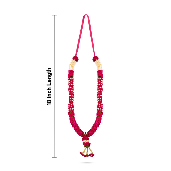 Satin Mala - 18 Inches | Mala / Flower Design Mala / Artificial Mala for Photo Frame
