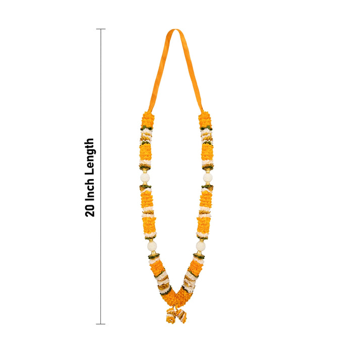 Artificial Garland - 20 Inches | Beads & Flower Design Mala / Artificial Flower Mala for Photo Frame
