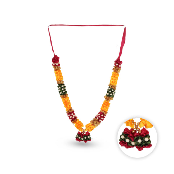 Artificial Garland  - 12 Inches | Cloth Mala/ Satin Garland for Photo Frame/ Assorted Design & Colour