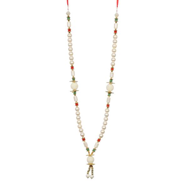 Moti Mala - 18 Inches | 1 Line Mala with Stone Locket/ Jewellery for Deity