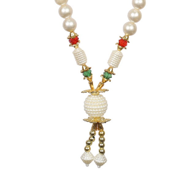 Moti Mala - 18 Inches | 1 Line Mala with Stone Locket/ Jewellery for Deity