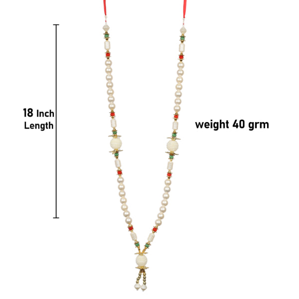 Moti Mala - 18 Inches | 1 Line Mala with Stone Locket/ Jewellery for Deity