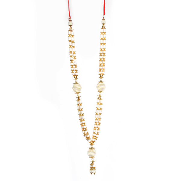 Moti Mala - 18 Inches | 2 Line Mala with Stone Locket/ Jewellery for Deity