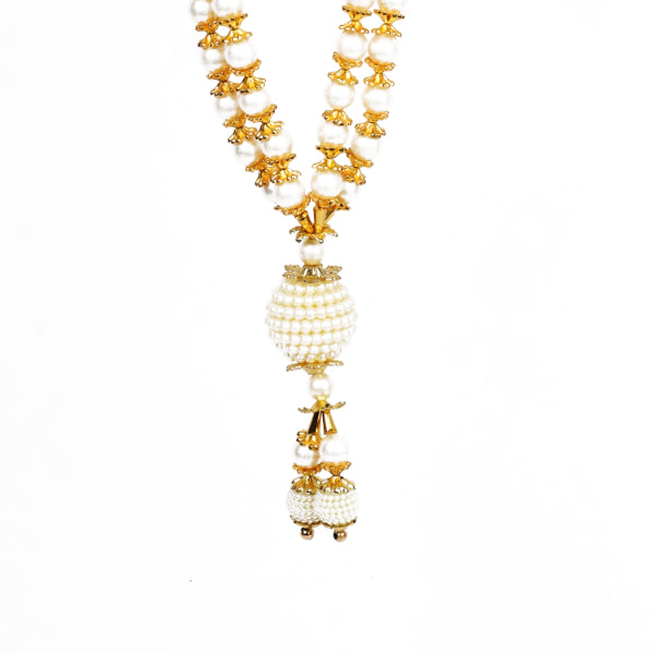 Moti Mala - 18 Inches | 2 Line Mala with Stone Locket/ Jewellery for Deity