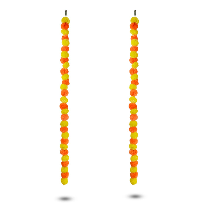 Toran Set - 2.5 Mtrs | Thoran/ 2 Pcs/ Side Toran/ Flower Toran for Door/ Assorted Colour & Design - Toran