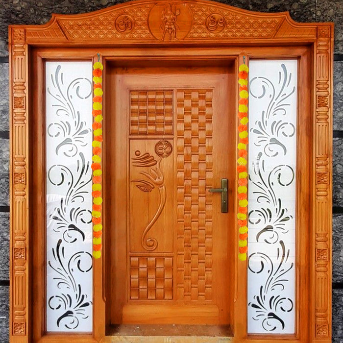 Toran Set - 2.5 Mtrs | Thoran/ 2 Pcs/ Side Toran/ Flower Toran for Door/ Assorted Colour & Design - Toran