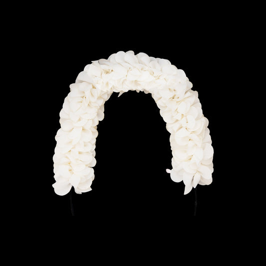 Artificial Flower - 14 Inches | White Colour Hair Flower/ Mogu Design Artificial Gajra for Deity Decor - Mala