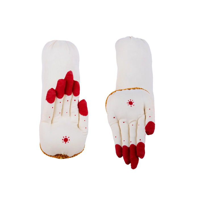 Lakshmi Padham & Lakshmi Hastham Set - 26 x 6 Inches | Cloth Hands Paduka / Laxmi Padham For Deity Alangaram