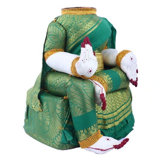Amman Stand - 12 x 9 Inches | Varalakshmi Decor/ Wooden Ammavari Idol without Face for Deity Decor - Neck & Body Accessories