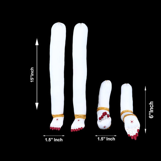 Amman Hands & Legs Set - 15 x 1.5 Inches | Cloth Hastham Patham/ Laxmi Hand & Leg for Deity - Deity Jewellery & Vastra Sets