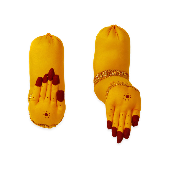 Lakshmi Hand and Leg Set  - 10  Inches |  Yellow Hastam Padham/ Cloth Varalakshmi Hand and Leg for Deity Decor