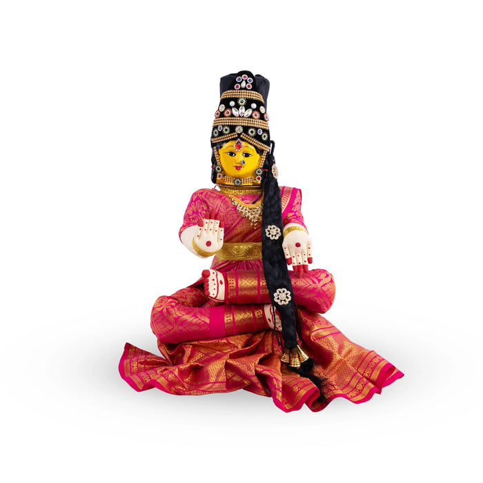 Ammavari Vigraham - 17 x 11 Inches | Ammavari Idol With Face/ Decorated Ammavari Stand for Varalakshmi Vratam - Neck & Body Accessories