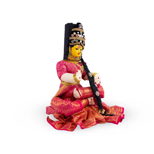 Ammavari Vigraham - 17 x 11 Inches | Ammavari Idol With Face/ Decorated Ammavari Stand for Varalakshmi Vratam - Neck & Body Accessories