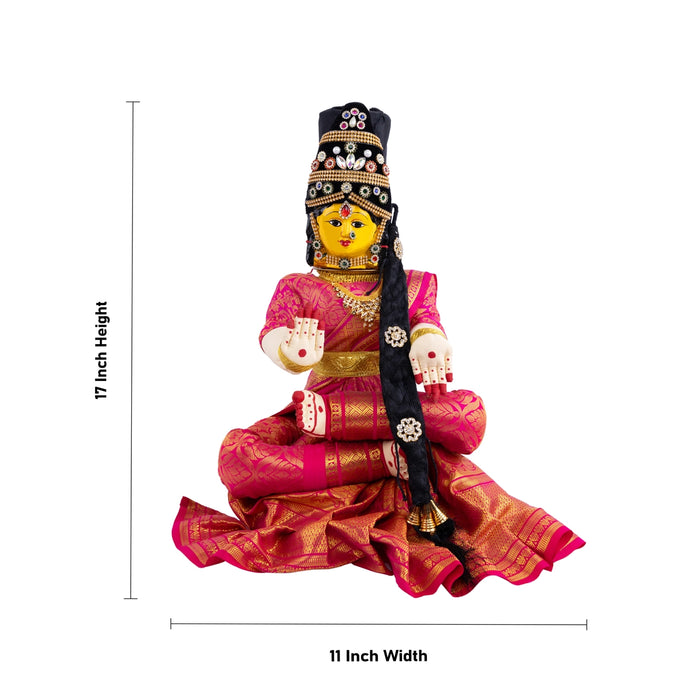 Ammavari Vigraham - 17 x 11 Inches | Ammavari Idol With Face/ Decorated Ammavari Stand for Varalakshmi Vratam - Neck & Body Accessories