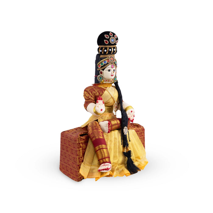 Ammavari Vigraham - 13 x 8 Inches | Ammavari Idol With Face/ Decorated Ammavari Stand for Varalakshmi Vratam - Neck & Body Accessories