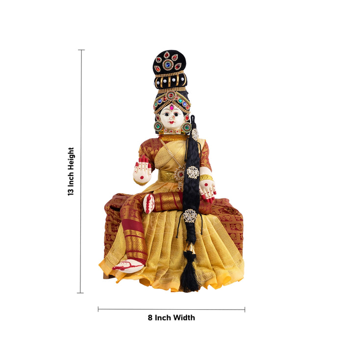 Ammavari Vigraham - 13 x 8 Inches | Ammavari Idol With Face/ Decorated Ammavari Stand for Varalakshmi Vratam - Neck & Body Accessories