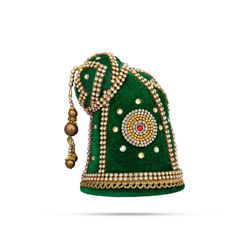 Andal Crown - 4 x 3.5 Inches | Stone Kiridam/ Velvet Kireedam/ Mukut for Deity Decor - Head & Face Accessories