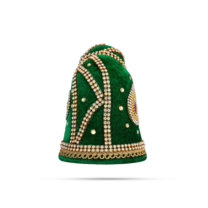 Andal Crown - 4 x 3.5 Inches | Stone Kiridam/ Velvet Kireedam/ Mukut for Deity Decor - Head & Face Accessories