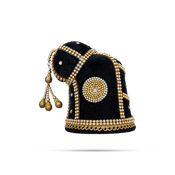 Andal Crown - 4 x 3.5 Inches | Stone Kiridam/ Velvet Kireedam/ Mukut for Deity Decor - Head & Face Accessories