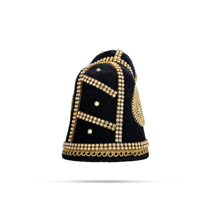 Andal Crown - 4 x 3.5 Inches | Stone Kiridam/ Velvet Kireedam/ Mukut for Deity Decor - Head & Face Accessories