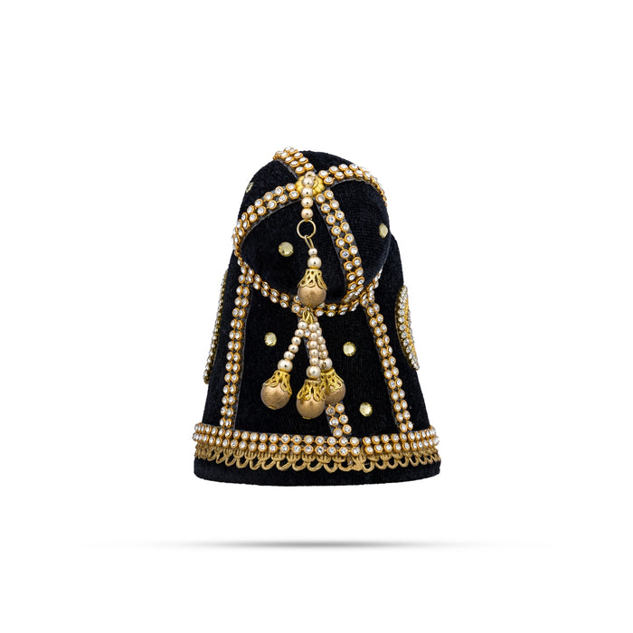 Andal Crown - 4 x 3.5 Inches | Stone Kiridam/ Velvet Kireedam/ Mukut for Deity Decor - Head & Face Accessories