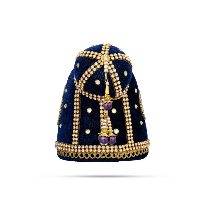 Andal Crown - 4 x 3.5 Inches | Stone Kiridam/ Velvet Kireedam/ Mukut for Deity Decor - Head & Face Accessories