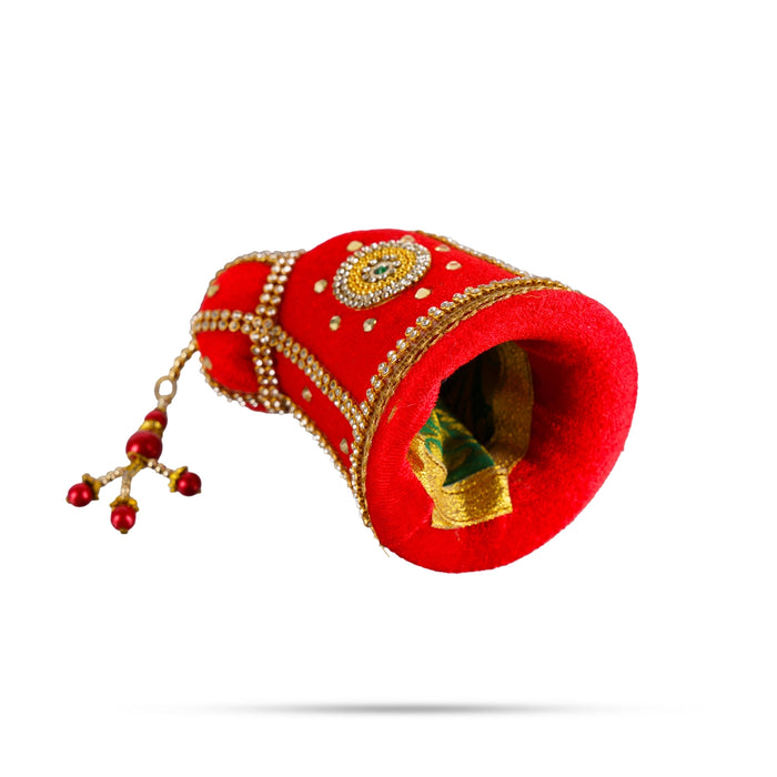 Andal Crown - 4 x 3.5 Inches | Stone Kiridam/ Velvet Kireedam/ Mukut for Deity Decor - Head & Face Accessories
