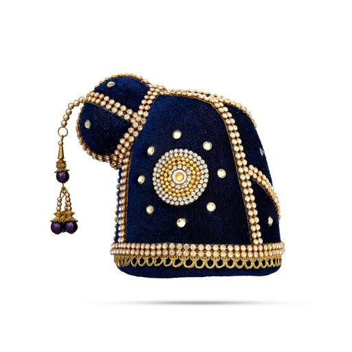 Andal Crown - 4 x 3.5 Inches | Stone Kiridam/ Velvet Kireedam/ Mukut for Deity Decor - Head & Face Accessories