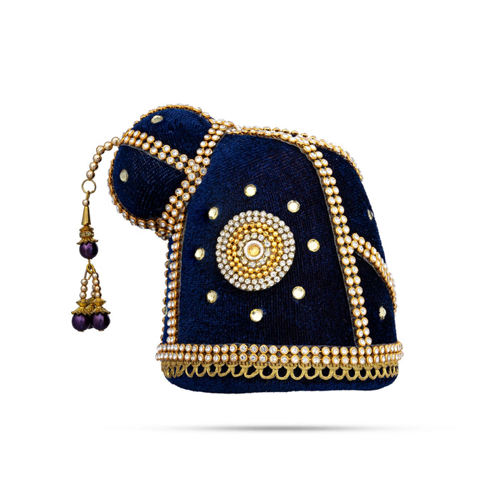 Andal Crown - 4 x 3.5 Inches | Stone Kiridam/ Velvet Kireedam/ Mukut for Deity Decor - Head & Face Accessories