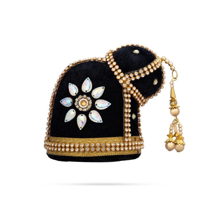 Andal Crown - 3.5 x 3 Inches | Stone Kiridam/ Velvet Kireedam/ Mukut for Deity Decor - Head & Face Accessories