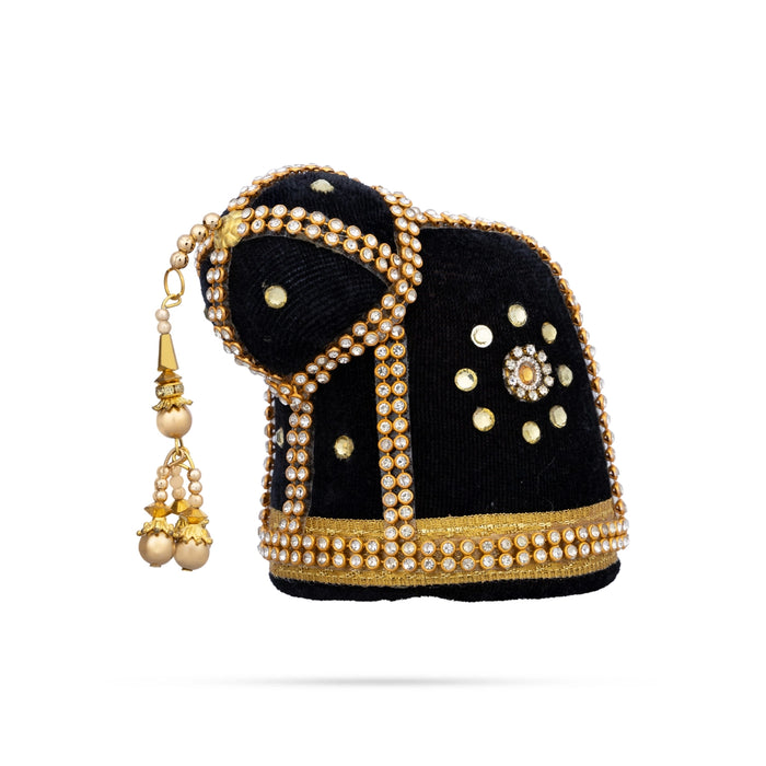 Andal Crown - 3.5 x 3 Inches | Stone Kiridam/ Velvet Kireedam/ Mukut for Deity Decor - Head & Face Accessories