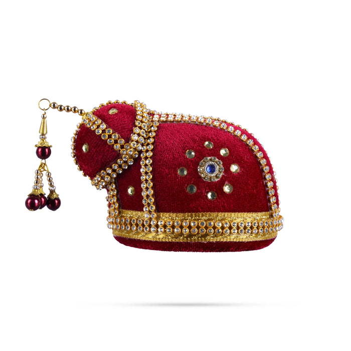 Andal Crown - 3.5 x 3 Inches | Stone Kiridam/ Velvet Kireedam/ Mukut for Deity Decor - Head & Face Accessories