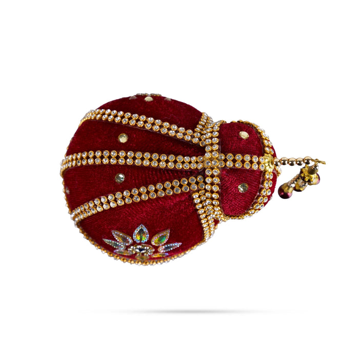 Andal Crown - 3.5 x 3 Inches | Stone Kiridam/ Velvet Kireedam/ Mukut for Deity Decor - Head & Face Accessories