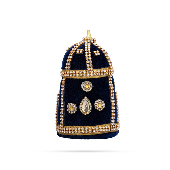Crown - 4 x 3 Inches | Stone Kiridam/ Velvet Kireedam/ Mukut for Deity Decor - Head & Face Accessories