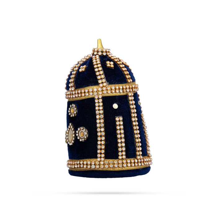 Crown - 4 x 3 Inches | Stone Kiridam/ Velvet Kireedam/ Mukut for Deity Decor - Head & Face Accessories
