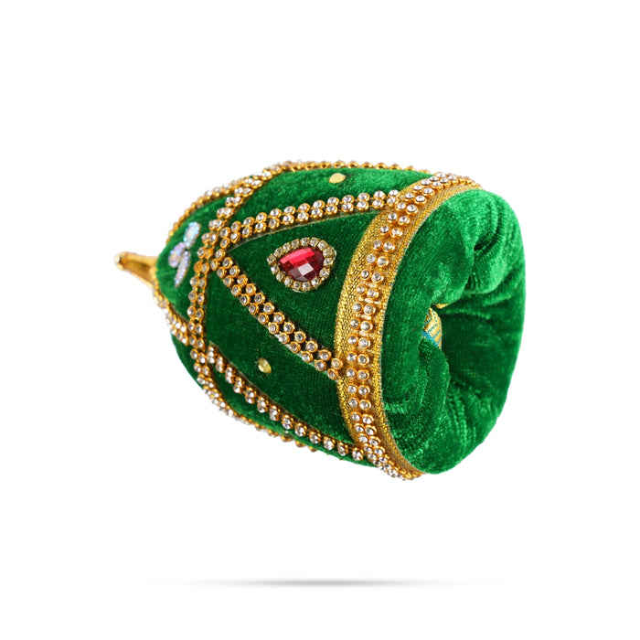 Crown - 4 x 3 Inches | Stone Kiridam/ Velvet Kireedam/ Mukut for Deity Decor - Head & Face Accessories