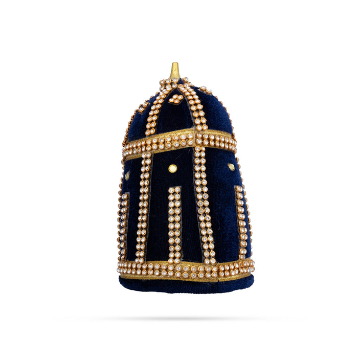 Crown - 4 x 3 Inches | Stone Kiridam/ Velvet Kireedam/ Mukut for Deity Decor - Head & Face Accessories